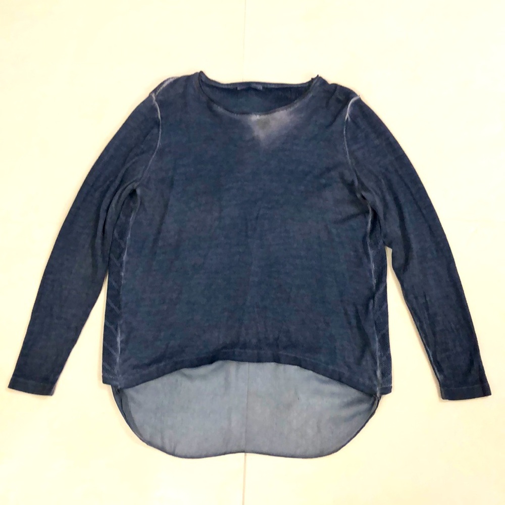 Okcu Triko Sweater Top Blue Long Sleeve Sheer Detail in Back Excellent Condition - Picture 2 of 7